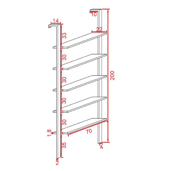 197 000305 4 Harris pakoworld Wall Shelf in white with gold metal frame 60x22x200cmIndoor furniture > Wall shelves