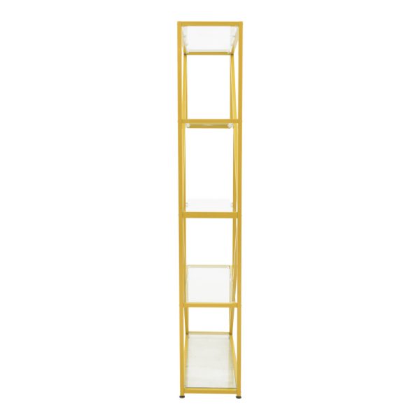 197 000306 2 Aylan pakoworld shelf glass - metal in gold tone 100x30x200cmIndoor furniture > Home organization > Kitchen > Shelves