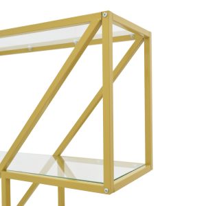 197 000306 4 Aylan pakoworld shelf glass - metal in gold tone 100x30x200cmIndoor furniture > Home organization > Kitchen > Shelves