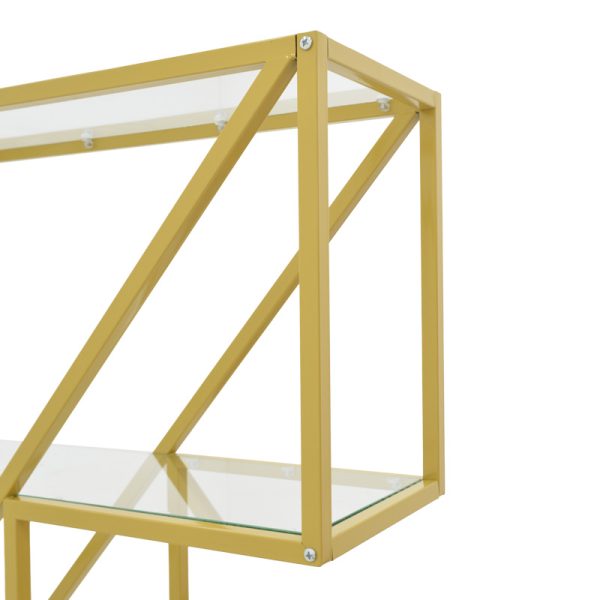 197 000306 4 Aylan pakoworld shelf glass - metal in gold tone 100x30x200cmIndoor furniture > Home organization > Kitchen > Shelves