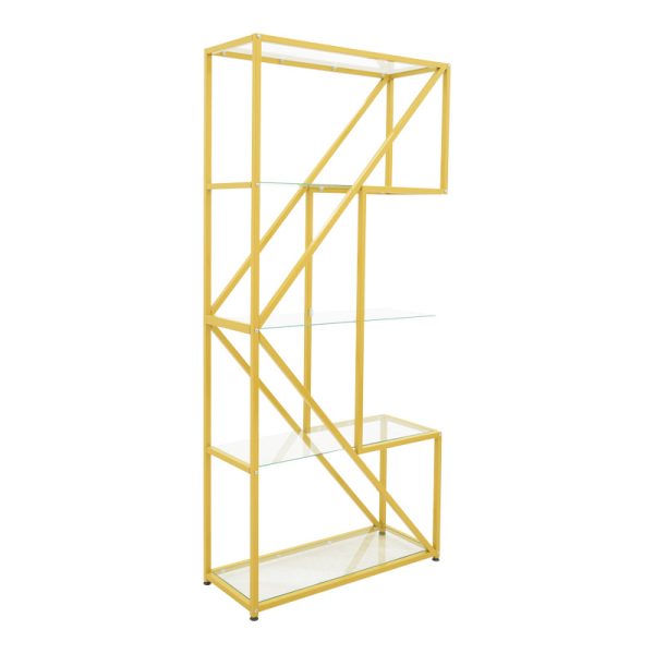 197 000306 Aylan pakoworld shelf glass - metal in gold tone 100x30x200cmIndoor furniture > Home organization > Kitchen > Shelves