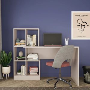 197 000308 2 Work desk with bookcase Dustin pakoworld in light gray 118x56x112cmOffice furniture > Working desk
