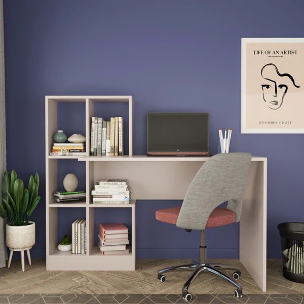 197 000308 2 Work desk with bookcase Dustin pakoworld in light gray 118x56x112cmOffice furniture > Working desk