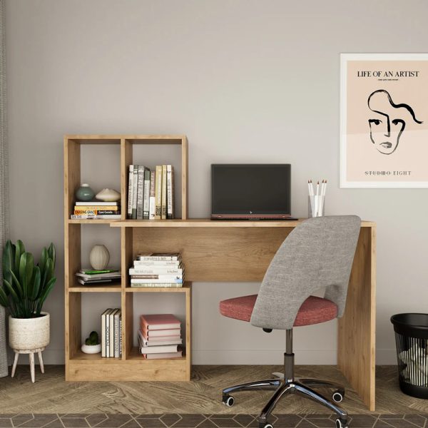 197 000309 2 Work desk with bookcase Dustin pakoworld in oak 118x56x112cmOffice furniture > Working desk