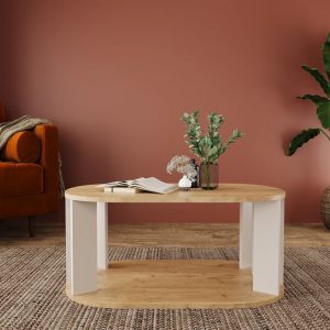 197 000310 2 Solka pakoworld table in oak shade with light gray 90x56x40cmIndoor furniture > Coffee tables