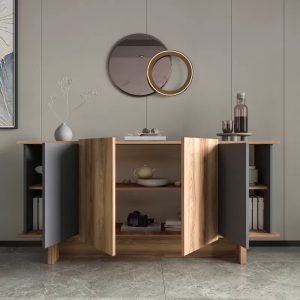 197 000317 2 Aramos sideboard pakoworld in anthracite - oak shade 180x45x80cmIndoor furniture > Buffets