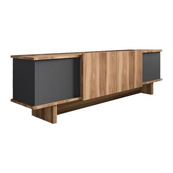 197 000318 Aramos pakoworld TV cabinet in anthracite-oak shade 180x33x50cmIndoor furniture > TV stands