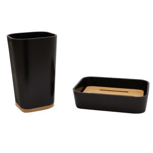 199 000037 Bath accessories set 2pcs Nature pakoworld pp black colorIndoor furniture > Home organization
