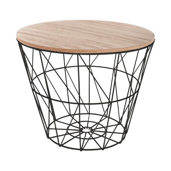 199 000097 Side coffee table Jacot pakoworld in oak-black color D38x30,5cmIndoor furniture > Tables auxiliary