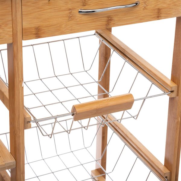 199 000130 2 7-Tier trolley Esla pakoworld bamboo natural-white 73,5x37x86cmIndoor furniture > Home organization > Kitchen > Trolley
