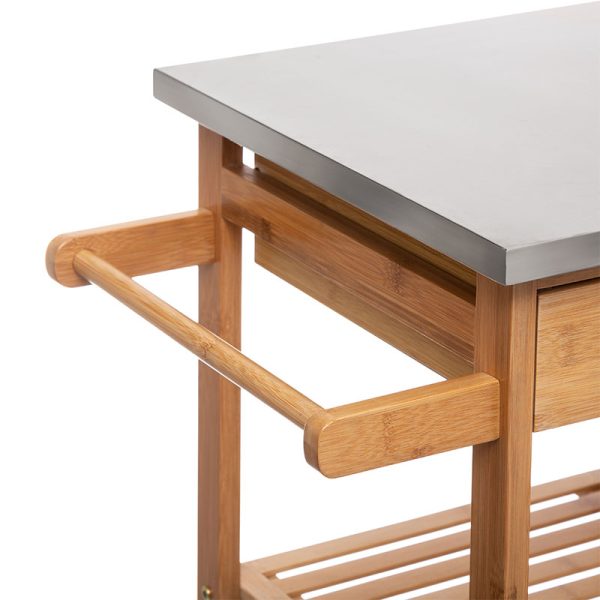 199 000130 3 7-Tier trolley Esla pakoworld bamboo natural-white 73,5x37x86cmIndoor furniture > Home organization > Kitchen > Trolley