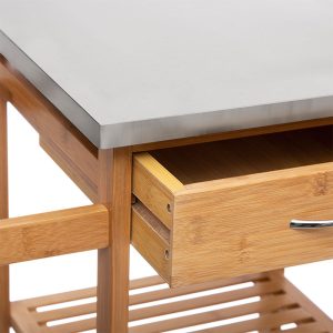 199 000130 4 7-Tier trolley Esla pakoworld bamboo natural-white 73,5x37x86cmIndoor furniture > Home organization > Kitchen > Trolley