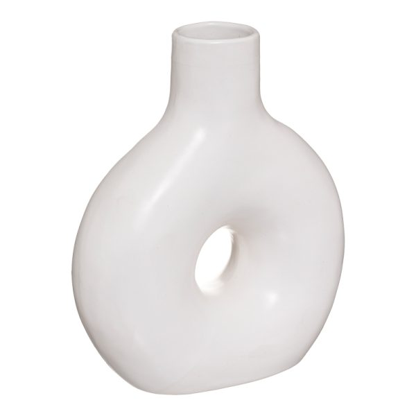 199 000620 Vase Wanif pakoworld ceramic in white color 17x7x19.5cmDecoration > Decorations