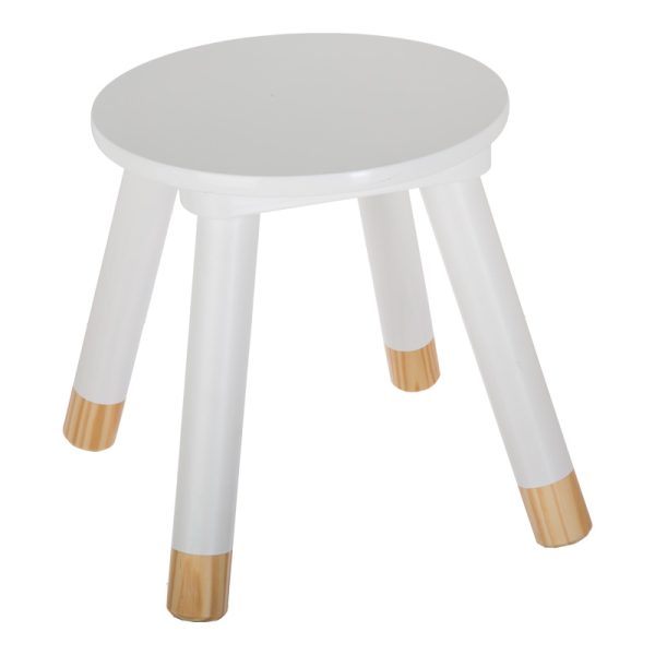 199 000641 Kid's stool Kevou pakoworld mdf-pine wood in white-natural color D24x25.7cmIndoor furniture > Children's Room