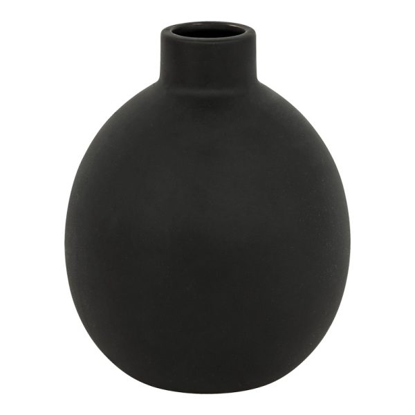199 000647 Vase Rianzo pakoworld ceramic in black color D14.5x18cmDecoration > Decorations