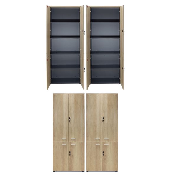 200 000172 2 Wardrobes Lotus pakoworld with 4 doors in oak-dark grey color 160x40x200cmOffice furniture > Office closets