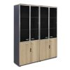 200 000173 Bookcase Lotus pakoworld with four doors by glass and wood in oak - dark grey color 80x40x200cmOffice furniture > Office closets