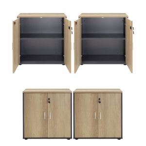 200 000175 2 Wardrobes Lotus pakoworld with 4 doors in oak-dark grey color 160x40,5x80cmOffice furniture > Office cupboards