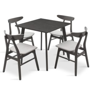 200 000179 Dining set Benson - Orlean pakoworld 5pcs 80x80x75cm in rustic grey - grey fabricIndoor furniture > Dinning sets