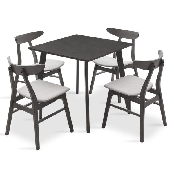 200 000179 Dining set Benson - Orlean pakoworld 5pcs 80x80x75cm in rustic grey - grey fabricIndoor furniture > Dinning sets