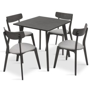 200 000181 Dining set Benson - Toto pakoworld 5pcs 80x80x75cm in rustic grey - grey fabricIndoor furniture > Dinning sets