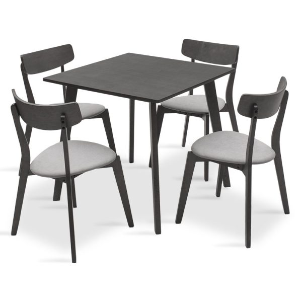 200 000181 Dining set Benson - Toto pakoworld 5pcs 80x80x75cm in rustic grey - grey fabricIndoor furniture > Dinning sets