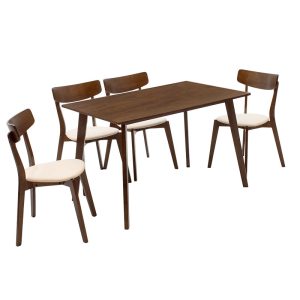 200 000184 2 Dining set Benson - Toto pakoworld 5pcs 120x75x75cm in walnut - beige fabricIndoor furniture > Dinning sets