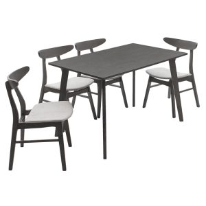 200 000185 2 Dining set Benson - Orlean pakoworld 5pcs 120x75x75cm in rustic - grey fabricIndoor furniture > Dinning sets
