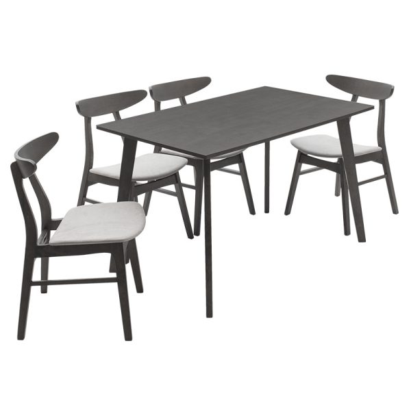 200 000185 2 Dining set Benson - Orlean pakoworld 5pcs 120x75x75cm in rustic - grey fabricIndoor furniture > Dinning sets