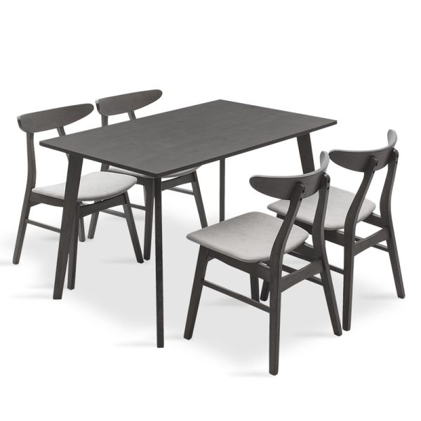 200 000185 Dining set Benson - Orlean pakoworld 5pcs 120x75x75cm in rustic - grey fabricIndoor furniture > Dinning sets