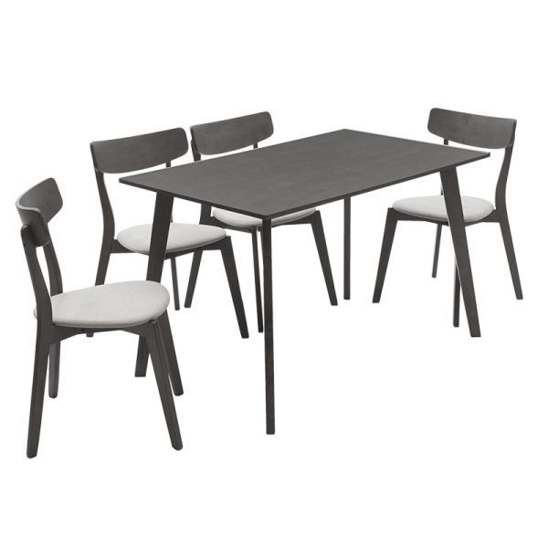 200 000187 2 Dining set Benson - Toto pakoworld 5pcs 120x75x75cm in rustic grey - grey fabricIndoor furniture > Dinning sets