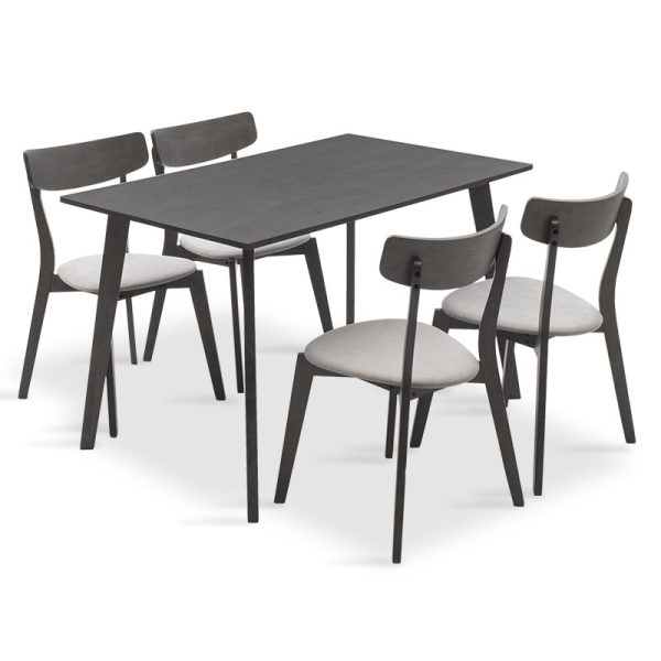 200 000187 Dining set Benson - Toto pakoworld 5pcs 120x75x75cm in rustic grey - grey fabricIndoor furniture > Dinning sets