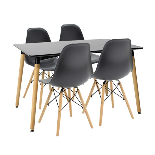 200 000632 Dining room Natali-Julita pakoworld set 5pcs black-natural 120x80x76cmStudent Offers