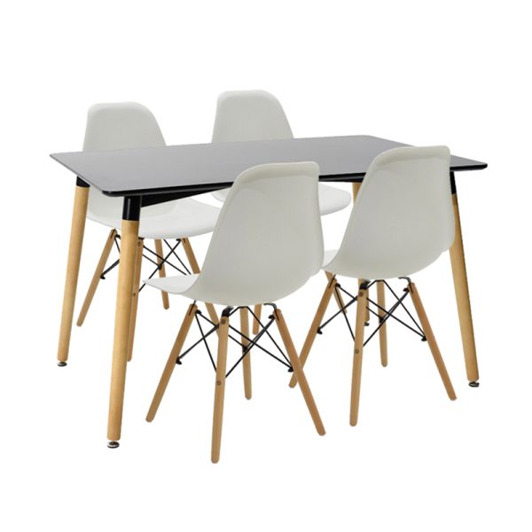 200 000633 Natali-Julita pakoworld dining set set 5pcs black-white - natural 120x80x76cmStudent Offers