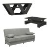 200 000684 Dining table Natali-Gaston pakoworld set of 3 in black-natural shade 80x80x75cmStudent Offers