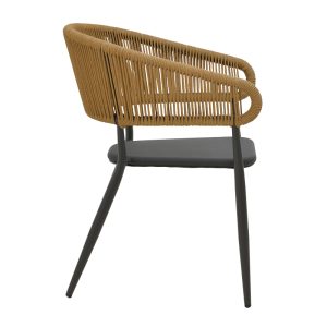 200 000781 3 Dining table Raven - Thorio set of 7 pakoworld anthracite aluminum and plywood in a natural shade 160x90x75cmOutdoor furniture > Garden food table