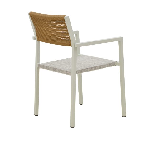 200 000788 2 Dining table Savor-Kliton set of 3 pakoworld white aluminum and rattan in natural color 80x80x74cmOutdoor furniture > Garden food table