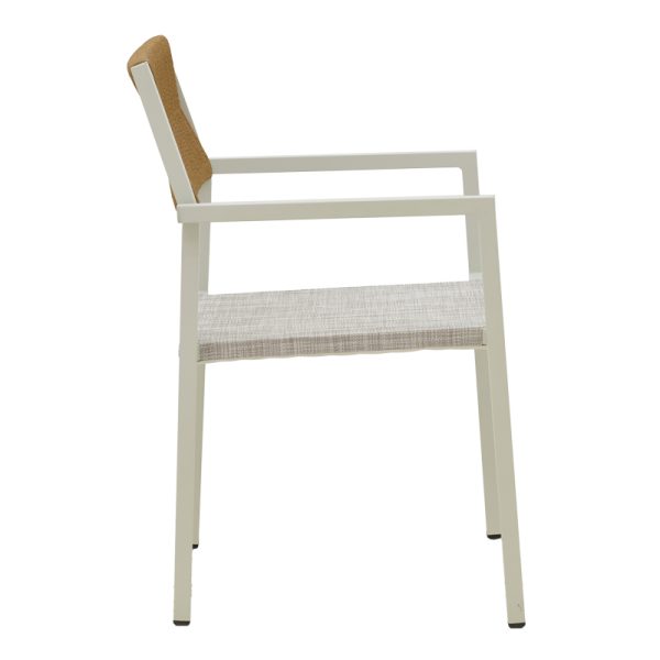 200 000788 3 Dining table Savor-Kliton set of 3 pakoworld white aluminum and rattan in natural color 80x80x74cmOutdoor furniture > Garden food table