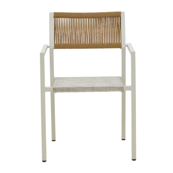 200 000788 4 Dining table Savor-Kliton set of 3 pakoworld white aluminum and rattan in natural color 80x80x74cmOutdoor furniture > Garden food table