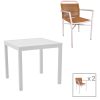 200 000790 Thorio-Savor dining table set of 7 pakoworld anthracite aluminum and plywood in a natural shade 160x90x75cmOutdoor furniture > Garden food table
