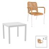 200 000798 Dining table Savor-Kliton set of 3 pakoworld white aluminum and rattan in natural color 80x80x74cmHOT DEALS