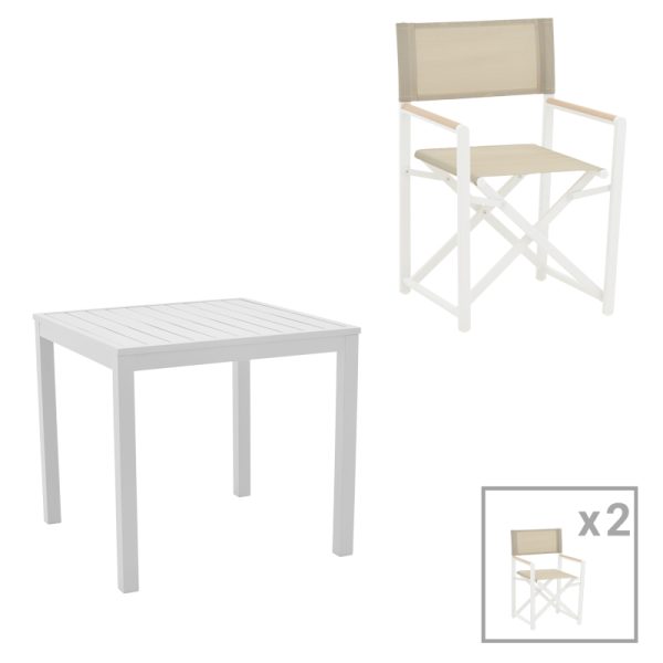 200 000799 Dining table Kliton - Mabu set of 3 pakoworld aluminum in white shade 80x80x74cmEASTER OFFERS