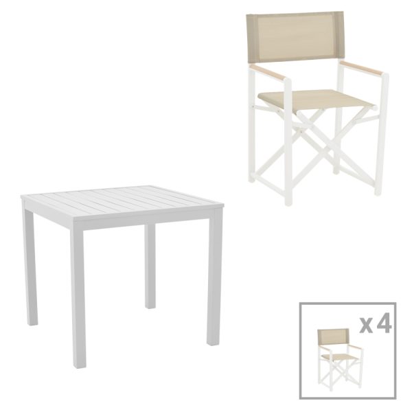 200 000800 Dining table Kliton - Mabu set of 5 pakoworld aluminum in white shade 80x80x74cmEASTER OFFERS
