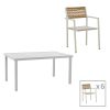 200 000808 Thorio-Savor dining table set of 5 pakoworld anthracite aluminum and plywood in a natural shade 160x90x75cmOutdoor furniture > Garden food table