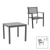 200 000814 Thorio-Savor dining table set of 7 pakoworld anthracite aluminum and plywood in a natural shade 160x90x75cmOutdoor furniture > Garden food table