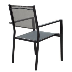 200 000814 2 Dining table Moly - Kliton set of 3 pakoworld anthracite and black aluminium-textilene in anthracite shade 80x80x74cmOutdoor furniture > Garden food table