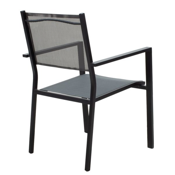 200 000814 2 Dining table Moly - Kliton set of 3 pakoworld anthracite and black aluminium-textilene in anthracite shade 80x80x74cmOutdoor furniture > Garden food table