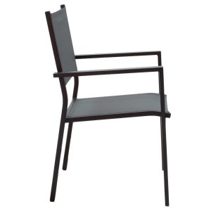 200 000814 3 Dining table Moly - Kliton set of 3 pakoworld anthracite and black aluminium-textilene in anthracite shade 80x80x74cmOutdoor furniture > Garden food table