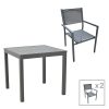 200 000816 Thorio-Savor dining table set of 7 pakoworld anthracite aluminum and plywood in a natural shade 160x90x75cmOutdoor furniture > Garden food table