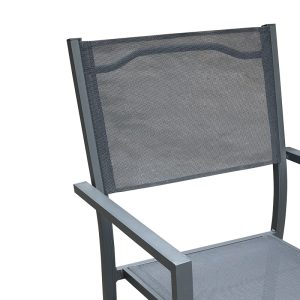200 000816 2 Dining table Moly - Kliton I set of 3 pakoworld anthracite aluminum and textilene in anthracite shade 80x80x74cmOutdoor furniture > Garden food table